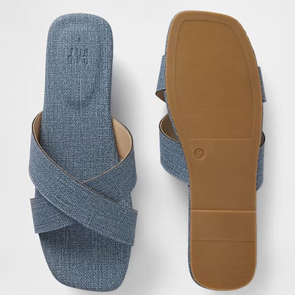 GAP Brushed Denim Blue Criss-Cross Sandals/NWT/9 - Picture 3 of 12